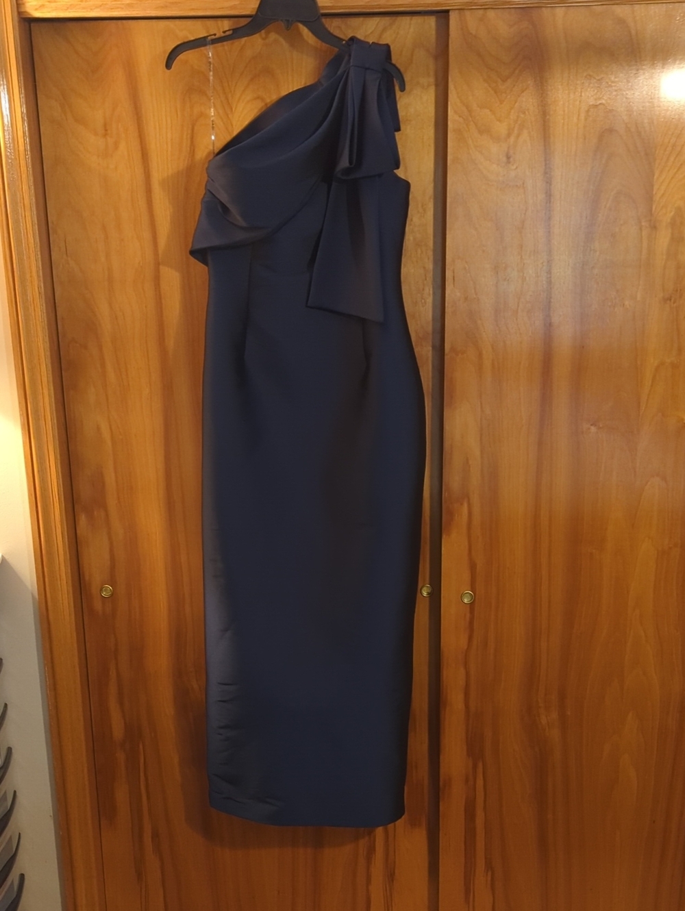 Sachin + Babi Navy One-Shoulder Draped Sheath Dress